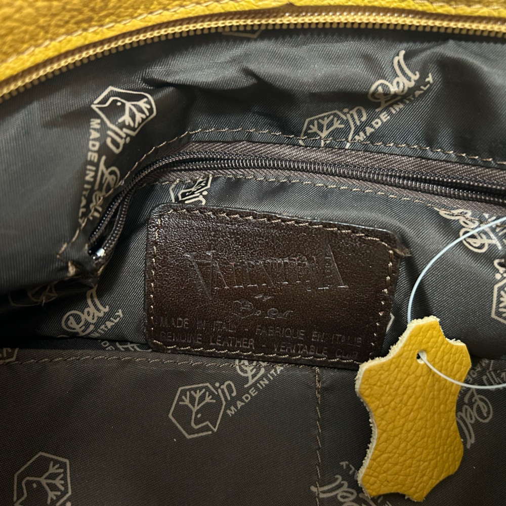 Valentina Yellow and Brown Italian leather Women's Purse - Picture 4 of 9